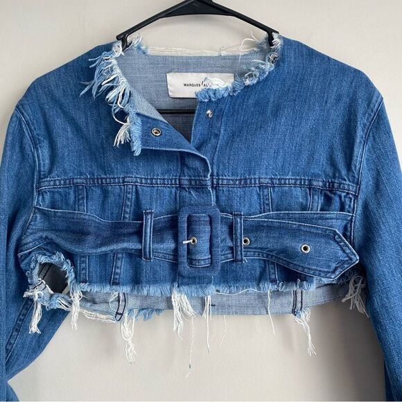 Marques Almeida Belted Cropped Raw Hem Denim Jacket Large - Picture 4 of 8